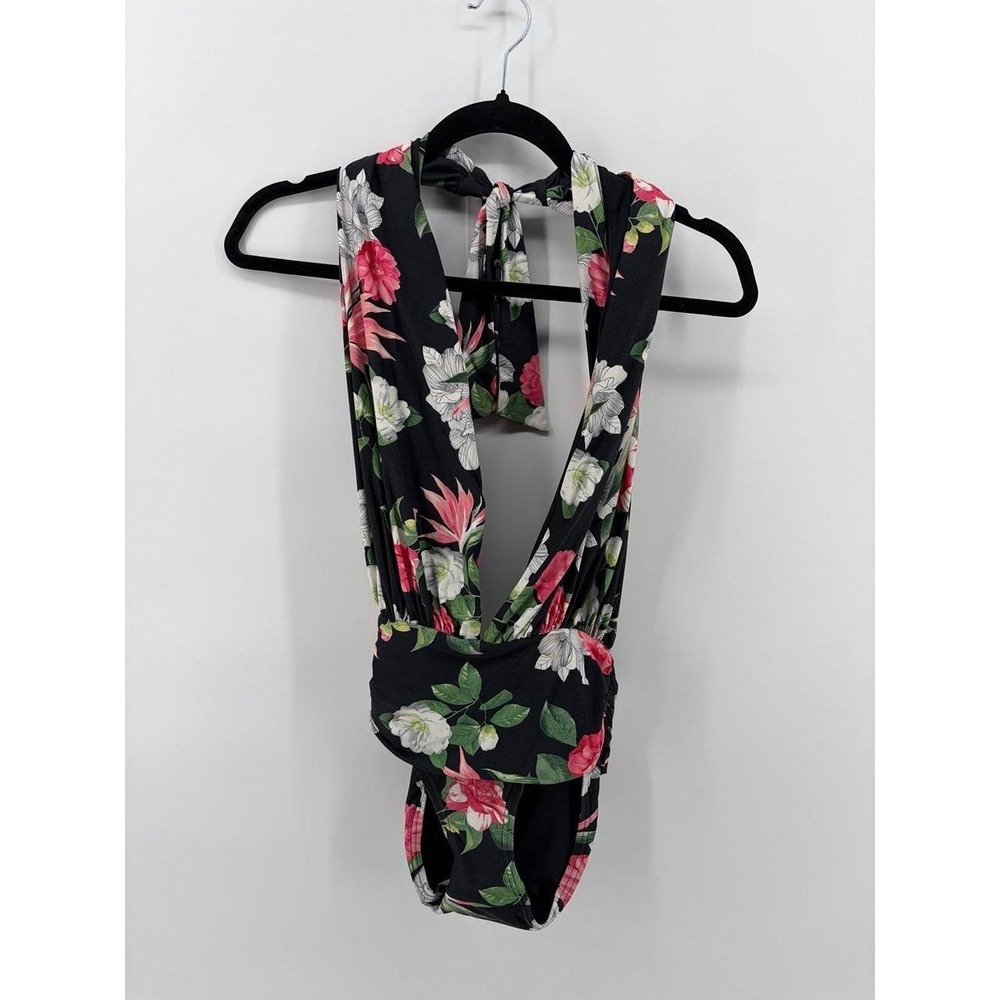 Vince Camuto‎ Swim Swimsuit, One Piece Plunge, Floral Black/Pink, Women 4